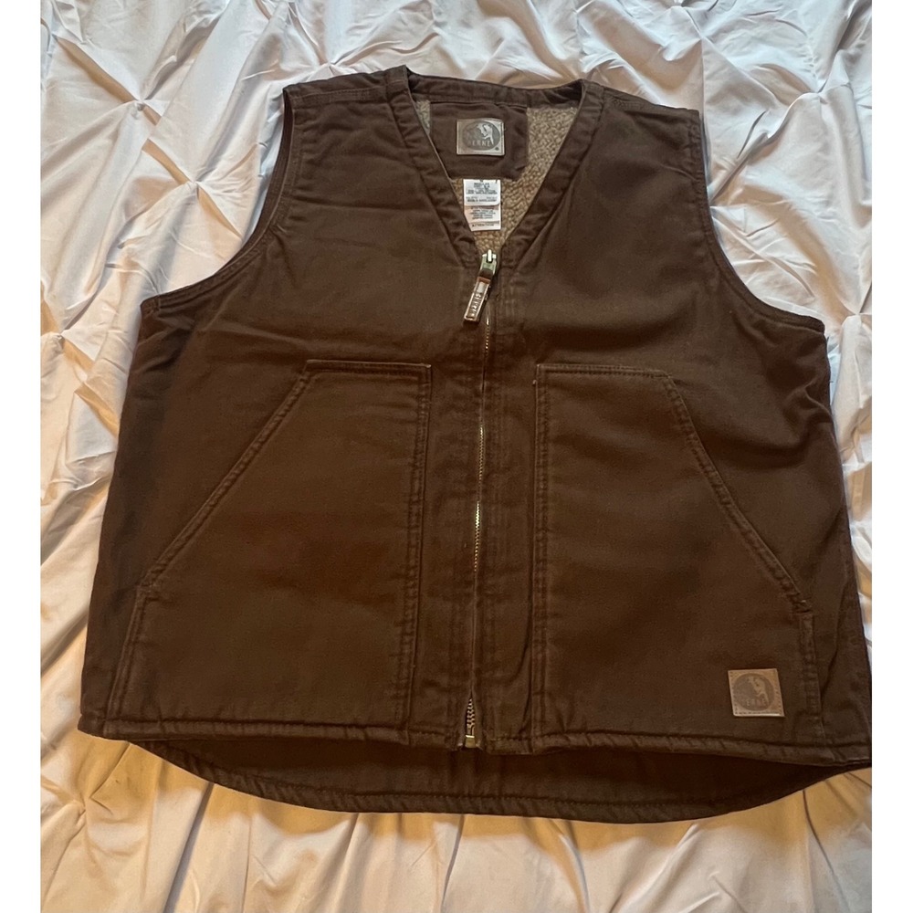 Berne Workwear Vest Mens Medium Brown Excellent Sherpa Lined Cotton Duck‎